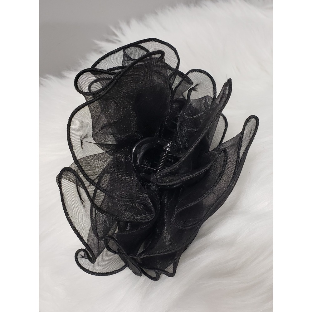 NEW LARGE BLACK Free People Claw Clip TULLE LACE ROMANTIC GOTHIC HAIR ACCESSORY